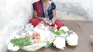 Indian girl selling vegetables hard fucking in the public pl